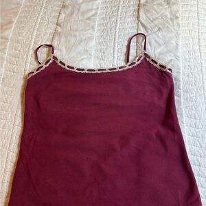 Victoria's Secret Burgundy Camisole with Cream Ribbon Trim